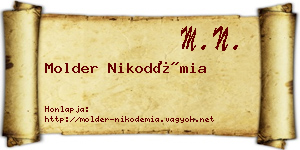 Molder Nikodémia névjegykártya
